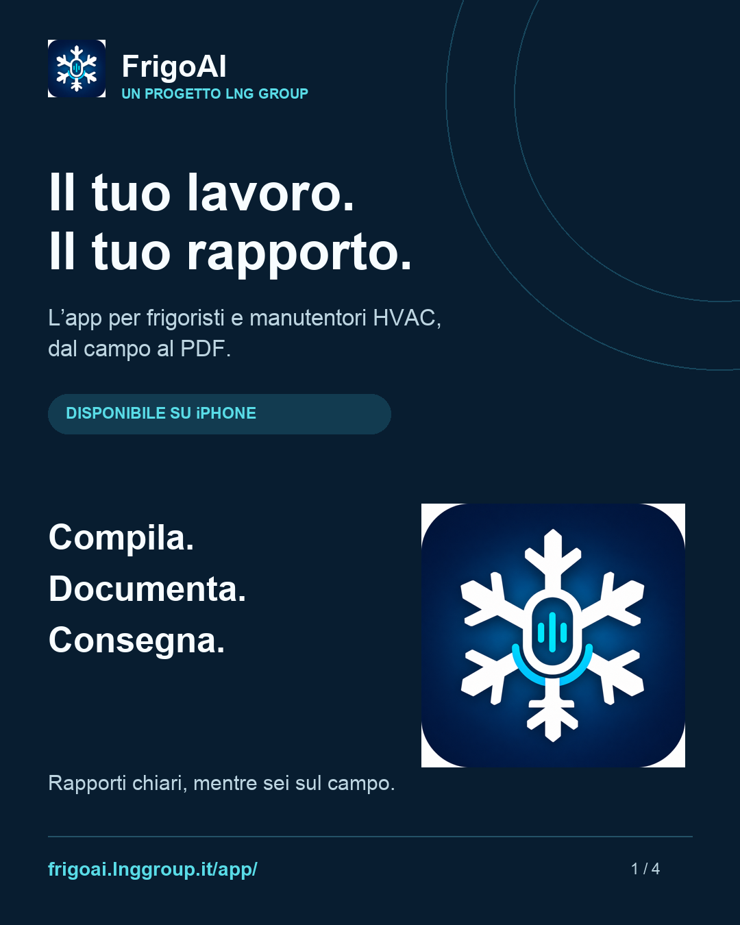 FrigoAI: il tuo lavoro, il tuo rapporto. Disponibile su iPhone.
